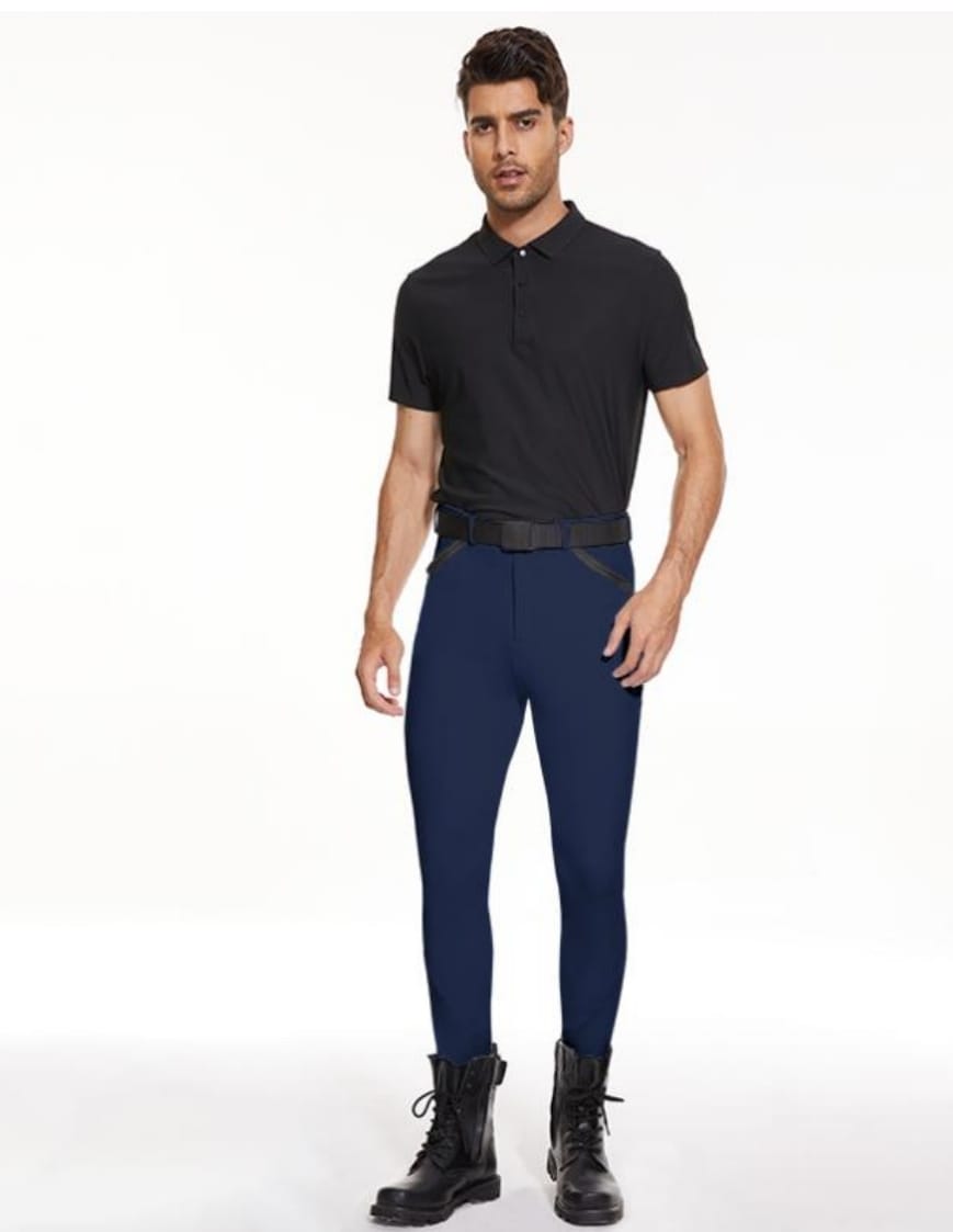 Knee Seat Silicon Men's Breeches (N/Blue)