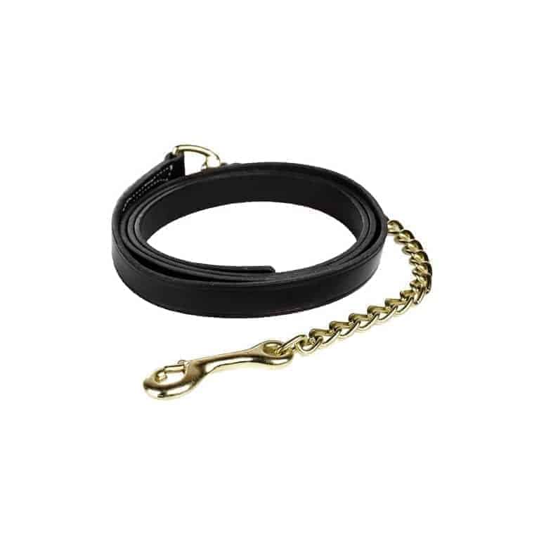 Horze Leather Lead Shank-Single Chain (Black)