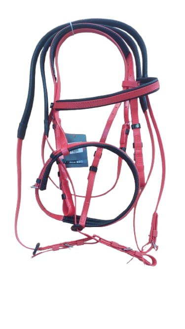 Briddle Cavesson Paded Red W/Rein
