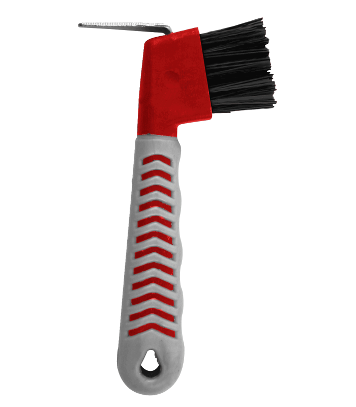 Grippy Hoof Pick, with brush(Red/Grey)