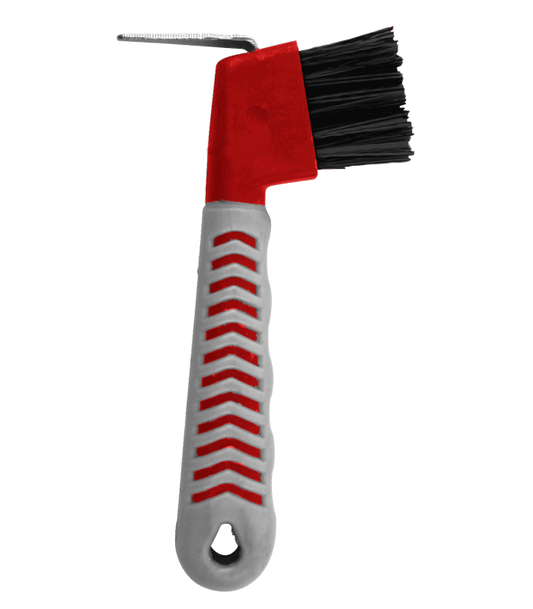 Grippy Hoof Pick, with brush(Red/Grey)