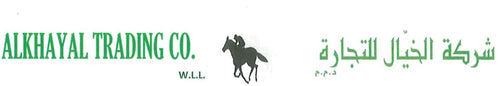 Logo of Alkhayal Trading Co. with a horse silhouette and text.