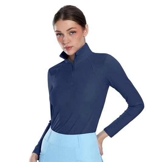 Ladies Long Sleeve Shirts (Navy Blue)