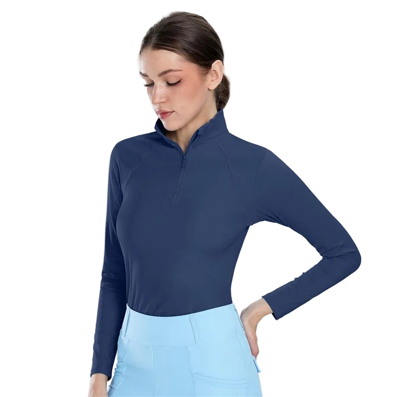 Ladies Long Sleeve Shirts (Navy Blue)