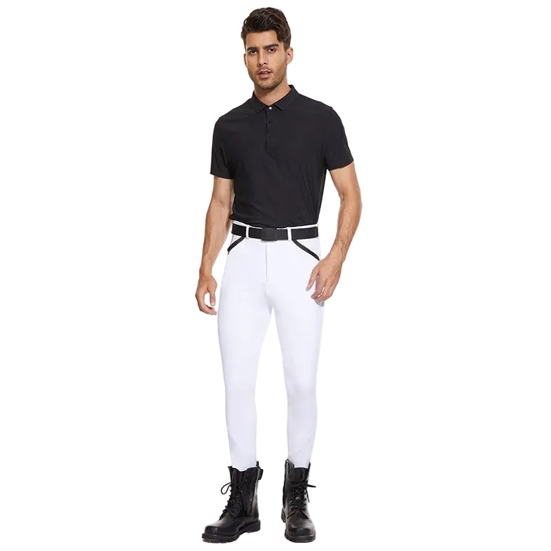 Knee Seat Silicon Men's Breeches (White)