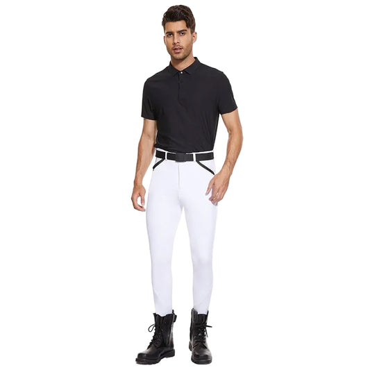 Knee Seat Silicon Men's Breeches (White)