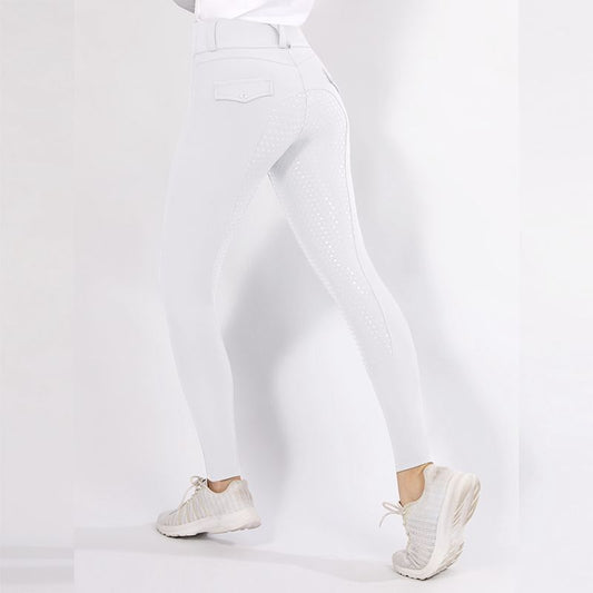 Ladies Full Seat Breeches Silicon (White)