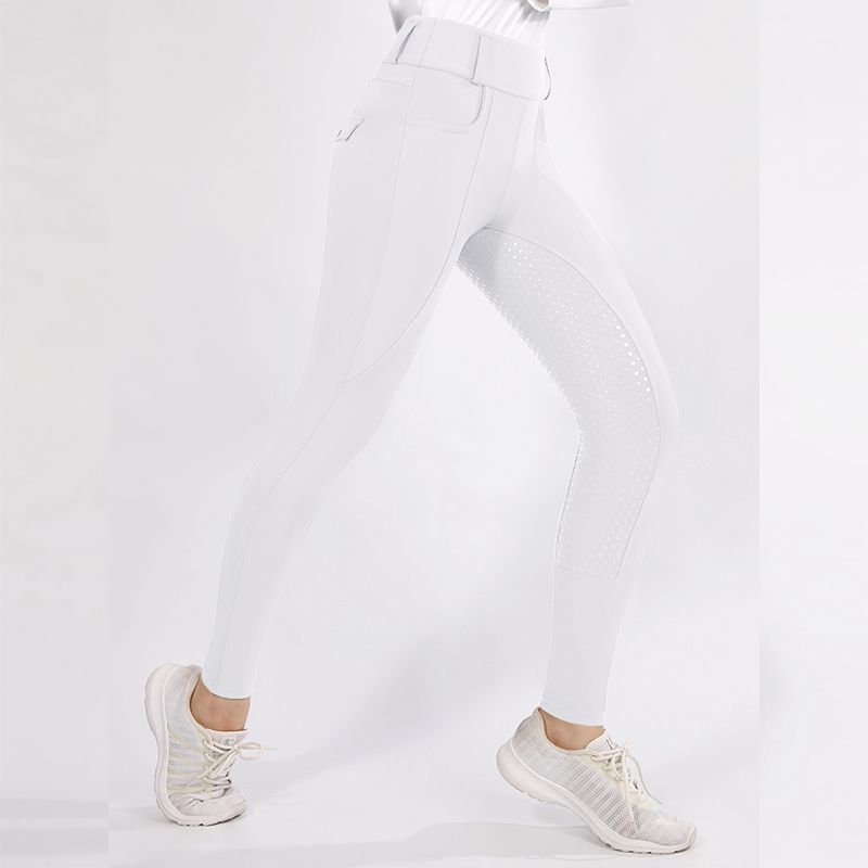 Ladies Full Seat Breeches Silicon (White)