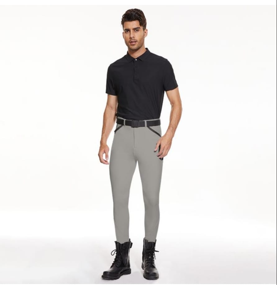 Knee Seat Silicon Men's Breeches (L/Grey)