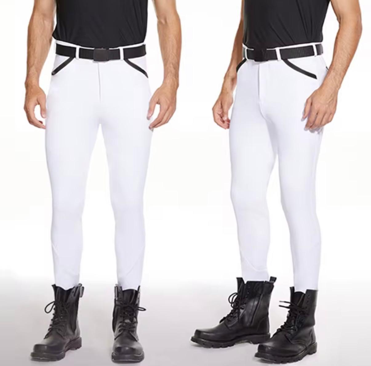 Knee Seat Silicon Men's Breeches (White)